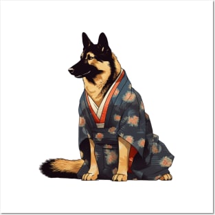 German Shepherd in a Kimono Posters and Art